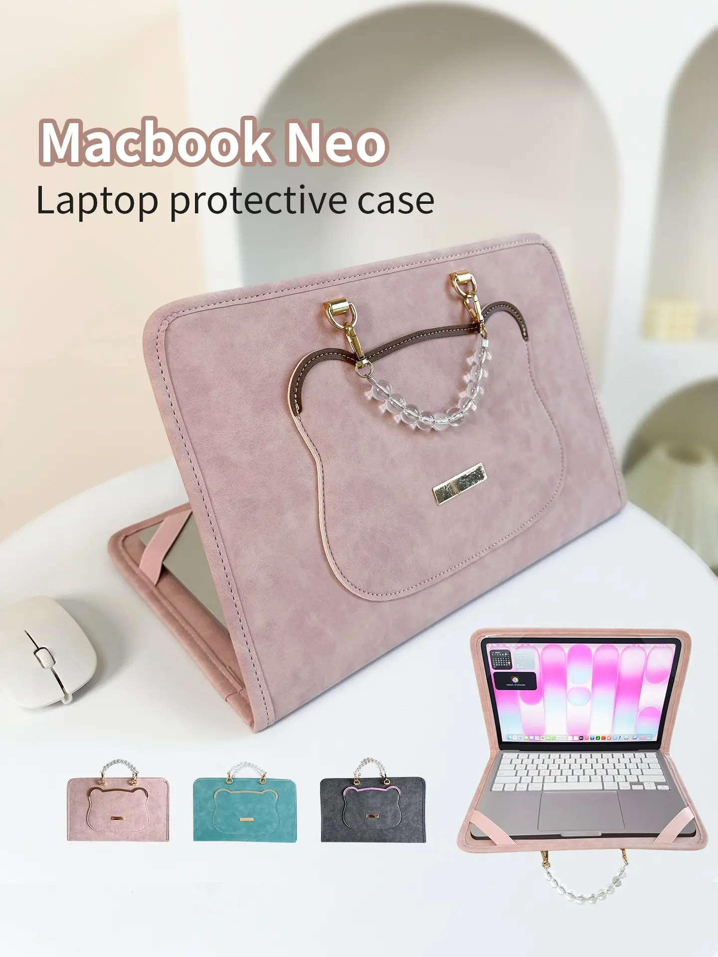 Cute Laptop Case for Macbook Neo, Elegant and Stylish Commuter Notebook Protector, Macbook Protective Cover, High-End Design, All Seasons Use, Durable Pu Cover