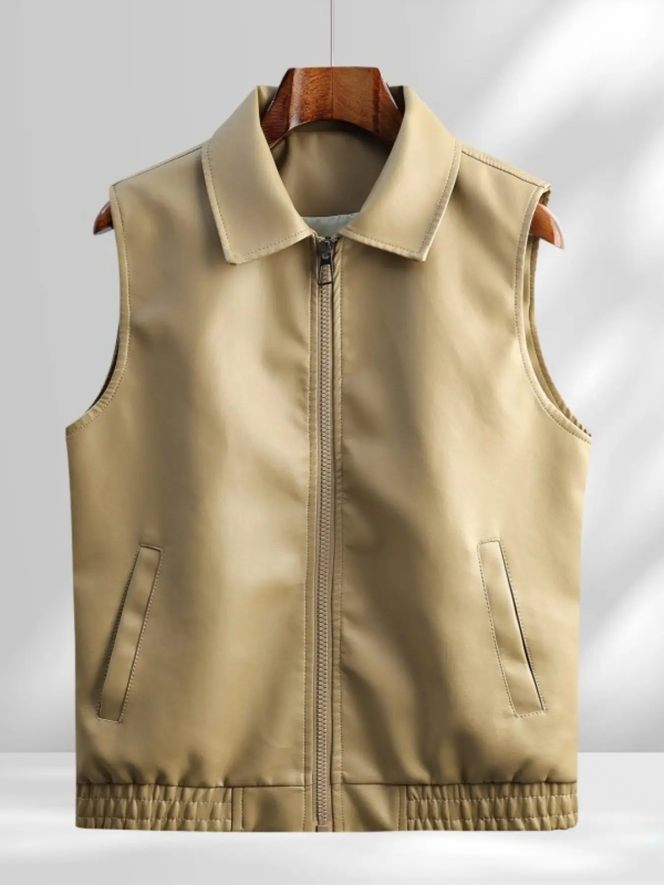 Multicolor Motorcycle Style Leather Vest, Durable Windproof Outer Vest, Casual Sleeveless Jacket for All Seasons, Plain Surface Design