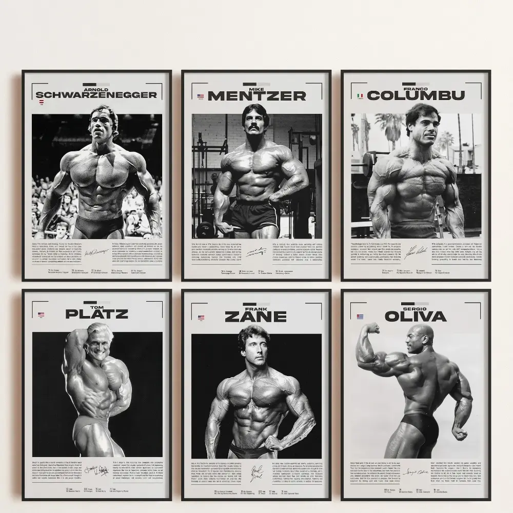 Golden Era Bodybuilding Poster Set Old School Gym Motivation Art Arnold, Tom Platz