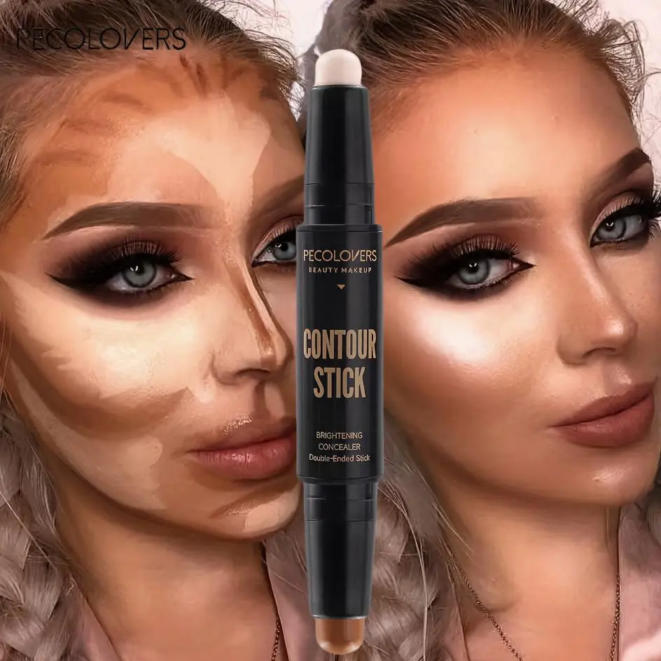 1pc Long-Lasting Natural Two-Color Concealer Stick Contour Facial Highlighter Concealer Repair Facial Brightening Women's Cosmetics
