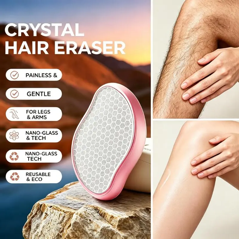 Mango Nano Glass Smooth Hair Remover Razor, Reusable Crystal Painless Exfoliation Magic Eraser Device for Women’s Sensitive Skin, Body Care for Legs-Arms-Knuckles, Ideal Birthday Gift (Home Care Squeegee Accessory), Hair Removal