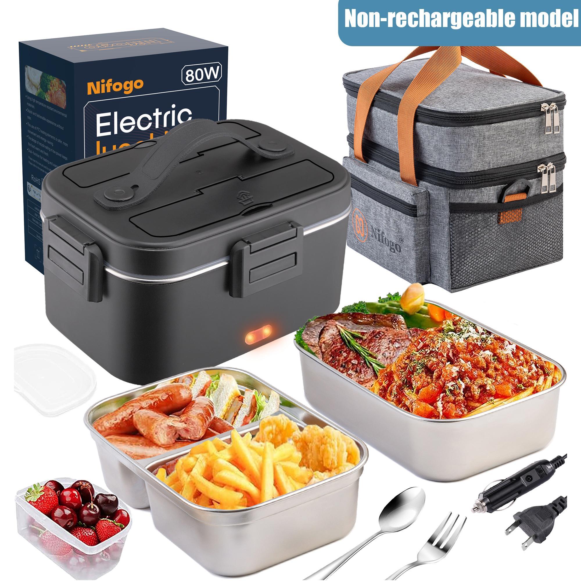 Nifogo Black Friday Electric Lunch Box Portable Food Heater for Adults 110V/12V/24V 1.8L 304 Stainless Steel with Fork Spoon & Bag Tableware Classic Black Nifogo Black Friday Electric Lunch Box Portable Food Heater for Adults 110V/12V/24V 1.8L 304 Stainless Steel with Fork Spoon & Bag Tableware Classic Black