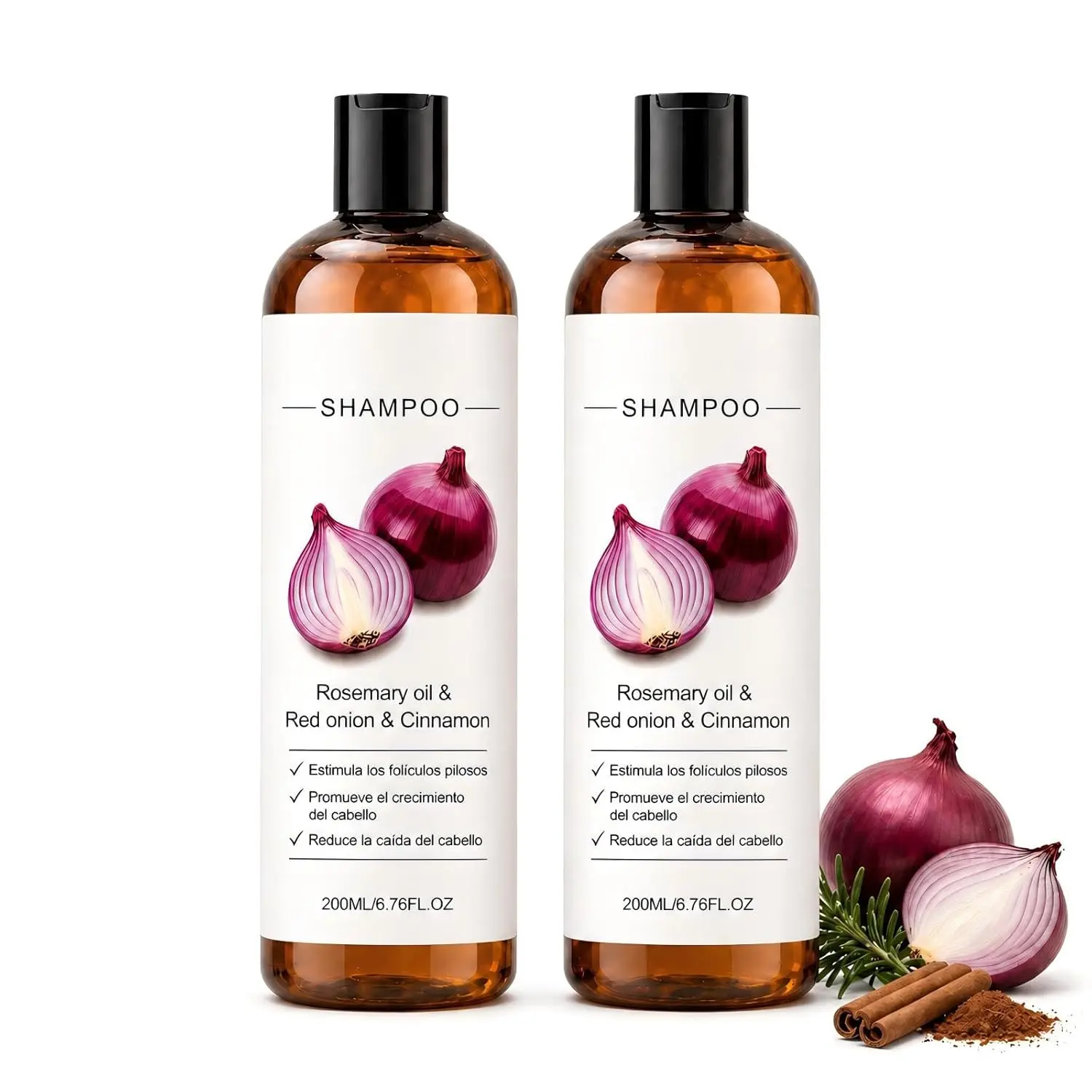 Shampoo, Onion Shampoo, Rosemary Oil & Red Onion Shampoo with Cinnamon Extract, Shampoo de Cebolla for Fuller-Looking Hair, Daily Scalp Care Shampoo for Men & Women 2PCS