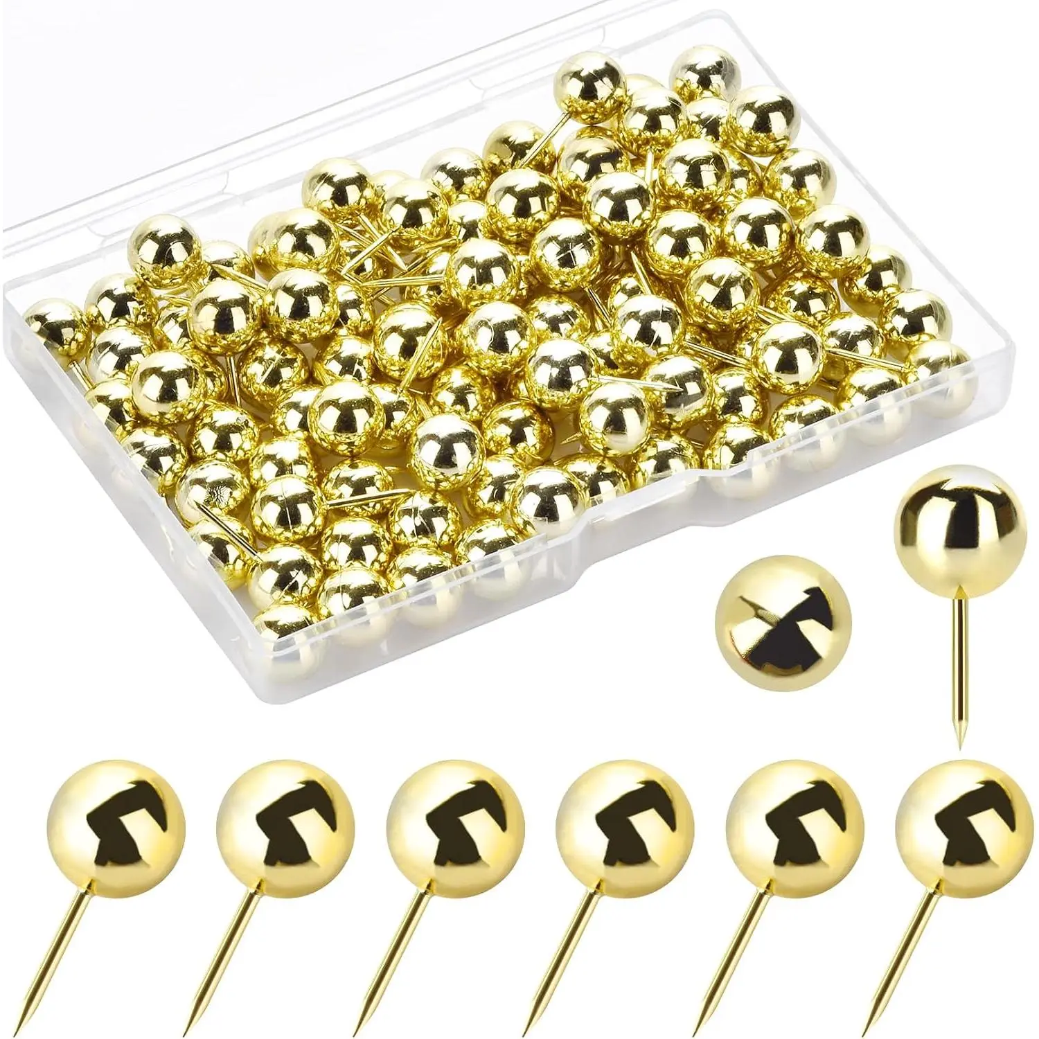 60-Count White Synthetic Push Pins - Wall Mounting Thumb Tacks for Bulletin Boards, Office Corkboard, Decorative Wall Displays