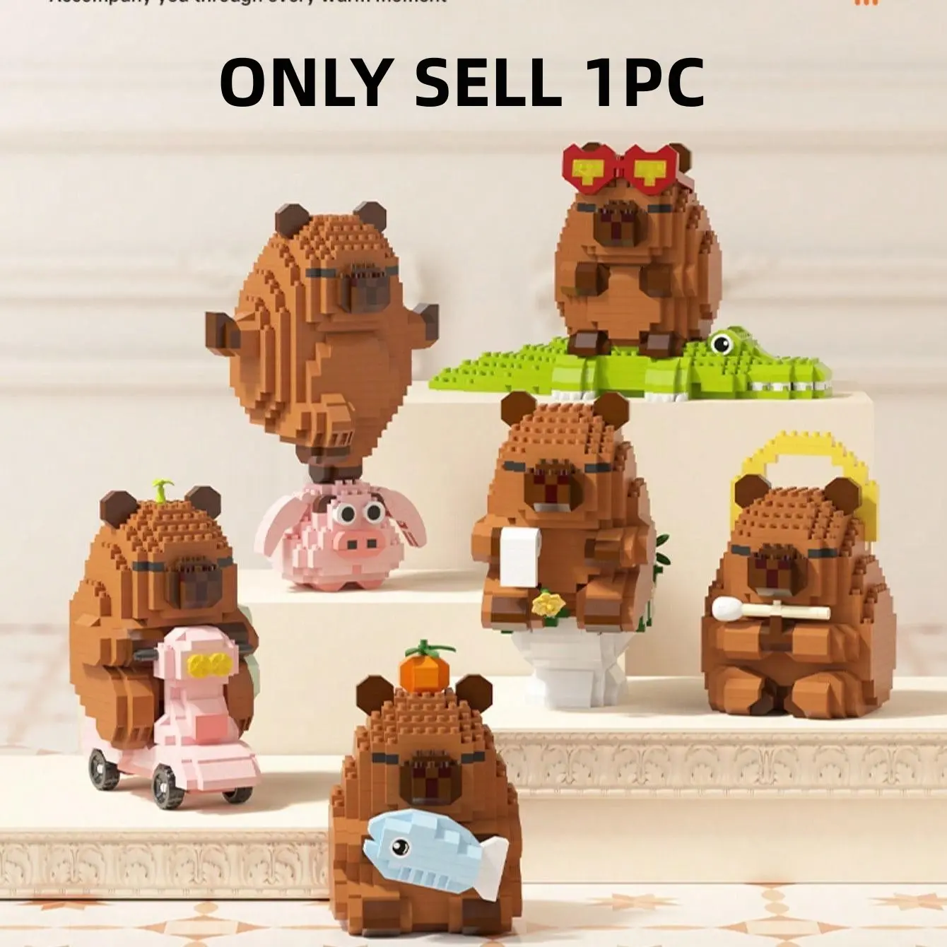 Capybara Building Blocks Toy Kit, Building Blocks Set, Building Block Bear, Building Blocks Figure, Creative Animal Building Blocks Model, Relaxing Creative Assembly Toy for Birthday and Holiday Gifts, Building Block Sets