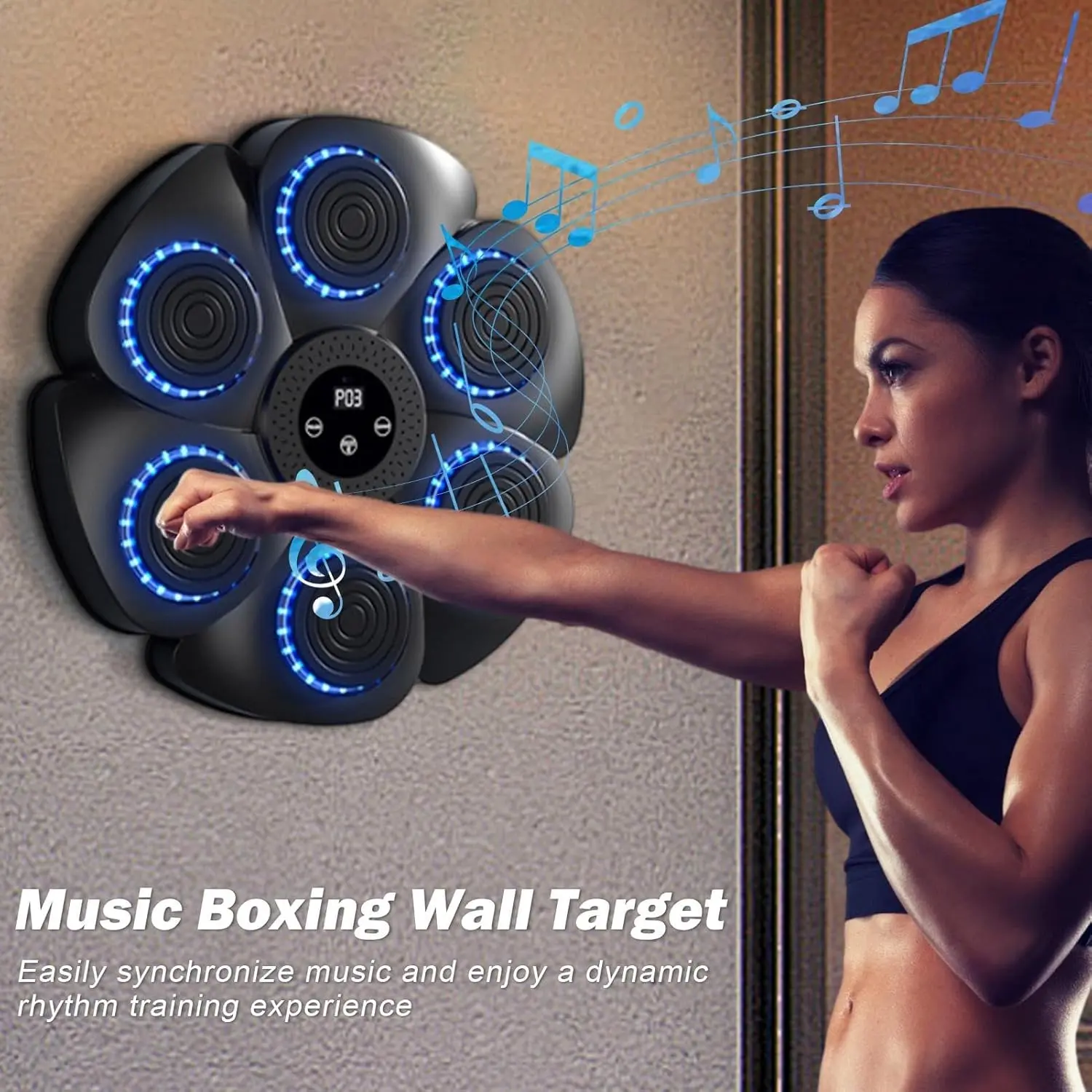Music Boxing Machine - 40cm Smart Music Punching Machine, Music Punching Wall Pad| Music Punching Machine Wall-Mounted Indoor Boxing Machine with Gloves Boxing Machine Equipment Punching Pad for