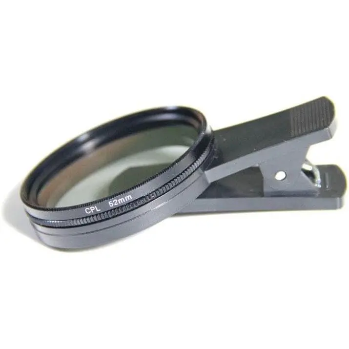 52MM Clip-on CPL Phone Camera Lens Filter Kit – Polarizer Filter with Ultra Slim Design, Works with Most Smartphones, Includes Cleaning Cloth, Reduces Glare & Enhances Color, Easy Clip-On Installation, Perfect for Outdoor Photography & Travel(Black)