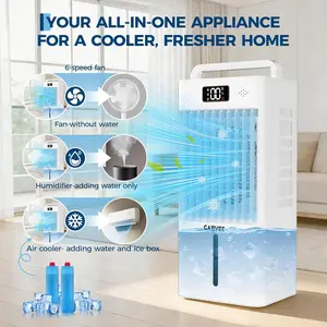 OUTGOODS 10L Portable Swamp Cooler, 45W Energy-Efficient Evaporative Air Cooler, Dual 90° Horizontal-Vertical Oscillation, Touch Panel, Remote Control, LED Display, Indoor-Outdoor Use, White