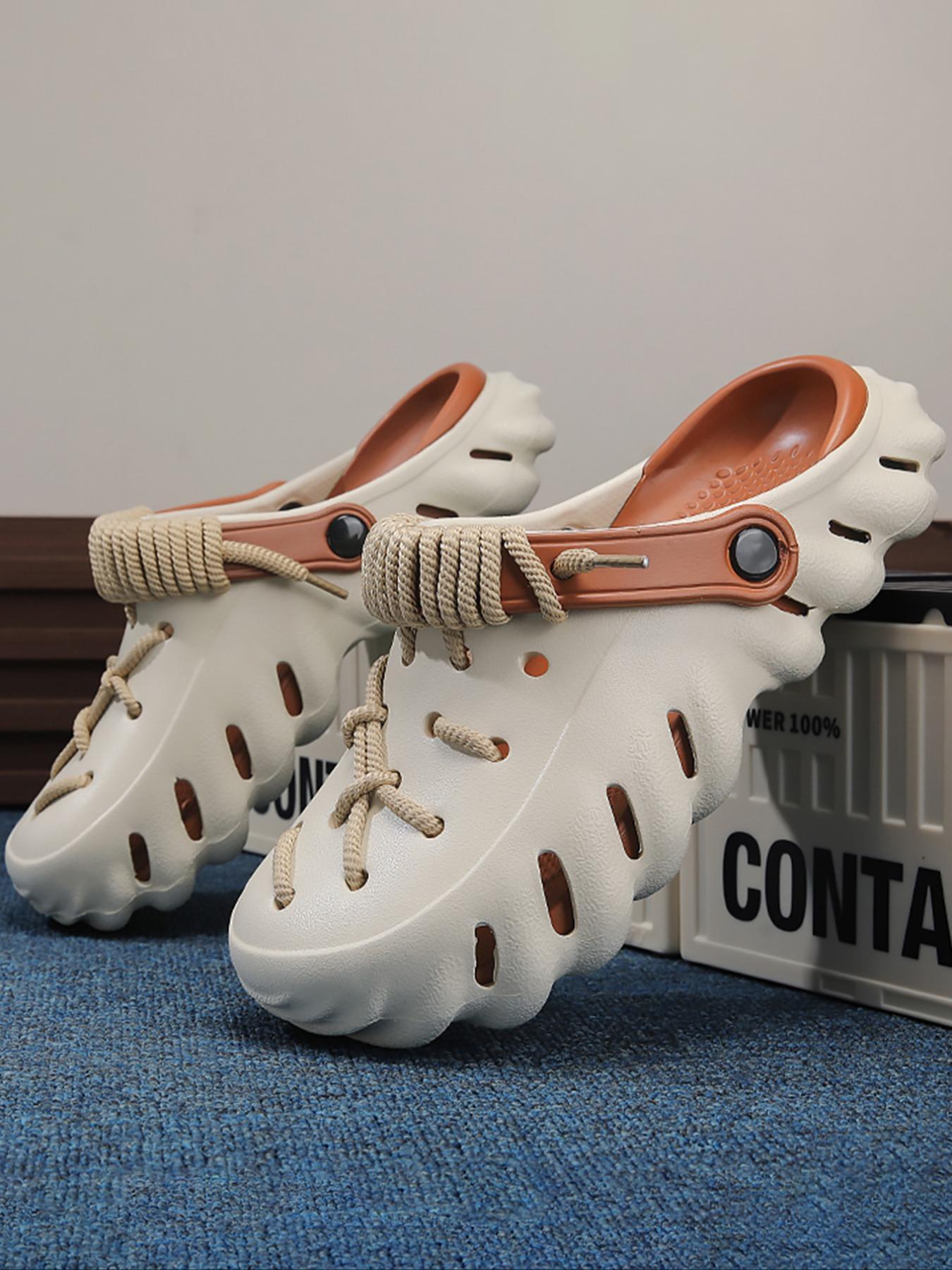 Unisex Minimalist Casual Lace Up Clogs, Trendy Soft Non-Slip Comfortable Clogs, Fashionable Shoes for Indoor & Outdoor Wear