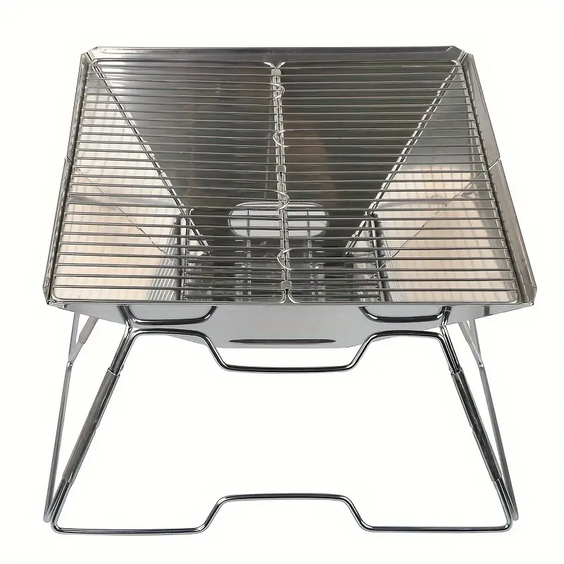 1pc Outdoor Folding Grill Stainless Steel Grill for Picnic Barbecue Charcoal Stove Folding Convenient Grill B2