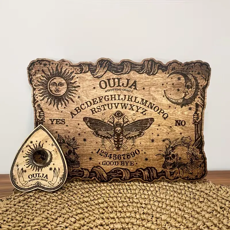 2-Piece Gothic Ouija Board Set with Pointer, Halloween Game, Witch Gift, Dark Aesthetic, Vintage Occult, Indoor Decor, Mystery Collector