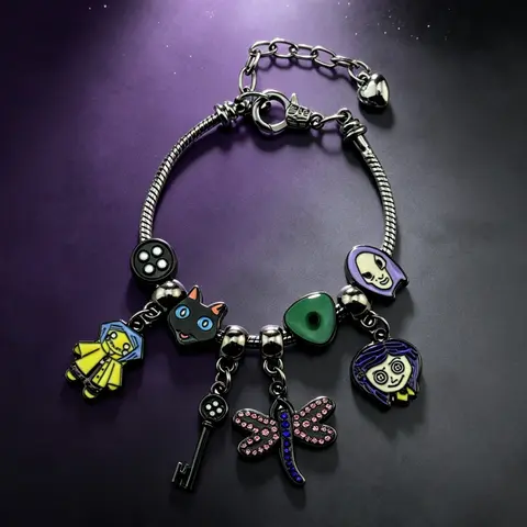 Classic Cartoon Design Bracelet, Dark Fairy Tale Style Charm Bracelet with Multiple Pendants, Unisex Fashion Accessory