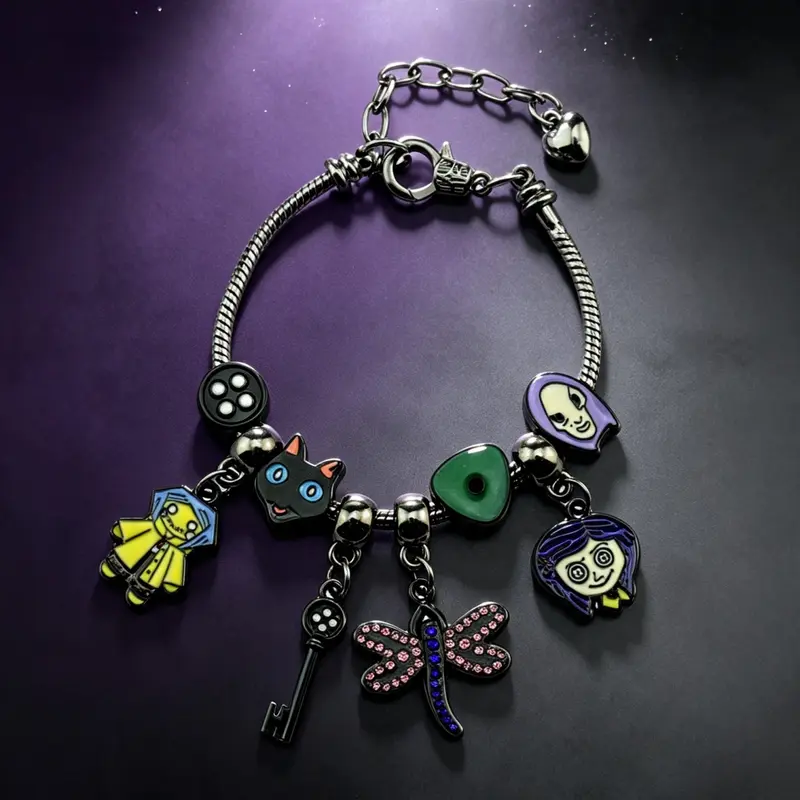 Classic Cartoon Design Bracelet, Dark Fairy Tale Style Charm Bracelet with Multiple Pendants, Unisex Fashion Accessory
