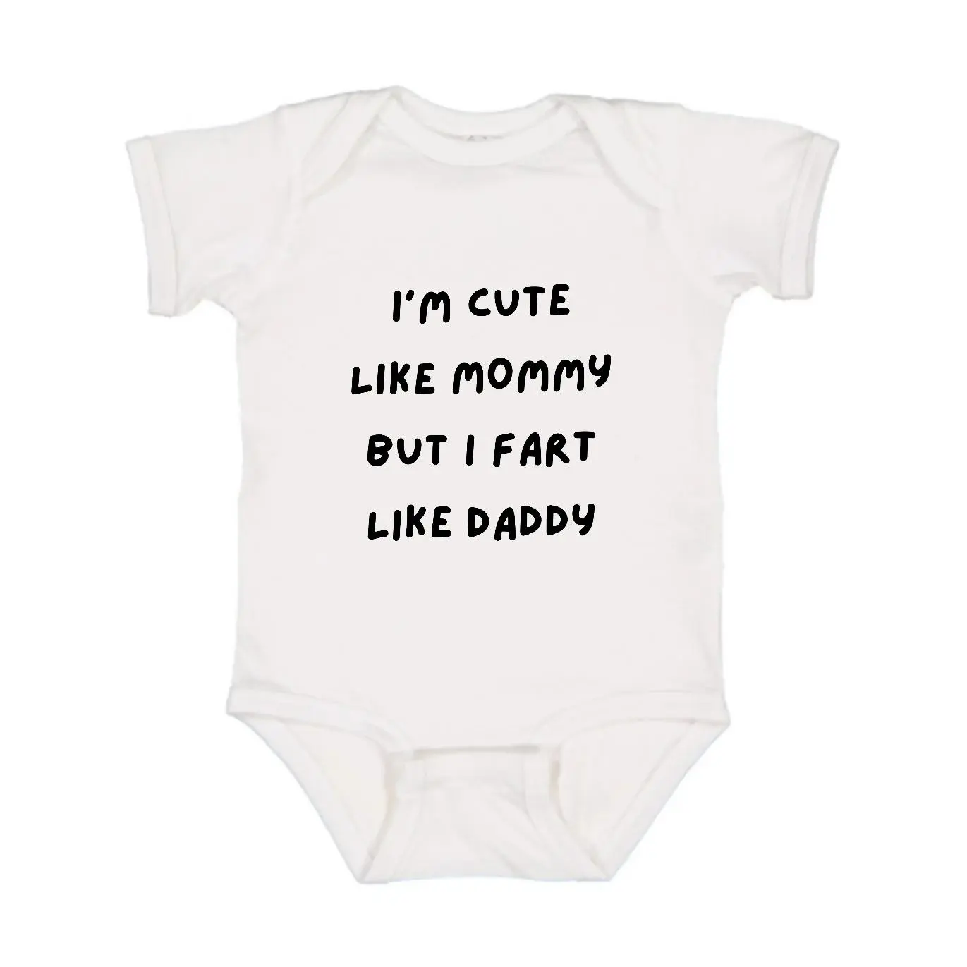 Baby 100% Cotton Onesie, Funny Slogan "I'm Cute Like Mommy But I Fart Like Daddy" Graphic Bodysuit, Short Sleeve Crew Neck Infant Romper, Pregnancy Announcement Gift, Regular Fit Machine Washable Newborn Baby Clothes