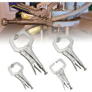 4 Packs 6", 9", 11" Large C Clamp Locking Pliers with Swivel Pads, Duty Vice Grip Clamp Set, Clamps for Woodworking