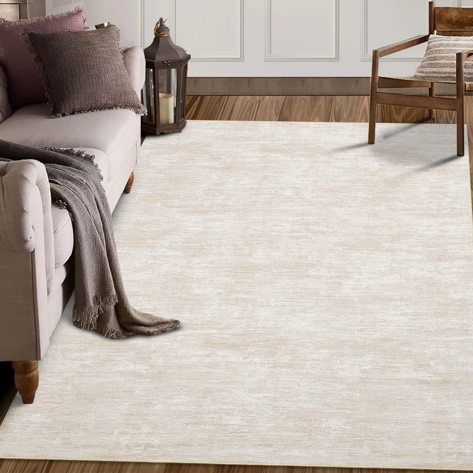 Garvee - Living Room Rug, 8 x 10 Inches, Solid Color, Washable for Bedroom, Low Pile Rug, Stain Resistant, Large Dining Room Rug, Soft and Modern Rug