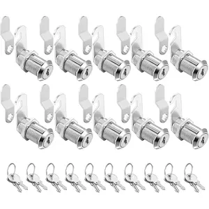 10Pcs Keyed Alike 1-1/8'' Cabinet Cam Locks, Zinc Alloy Secure Replacement Lock Set, Fits Max 7/8'' Door Thickness for File Drawer Mailbox RV Storage