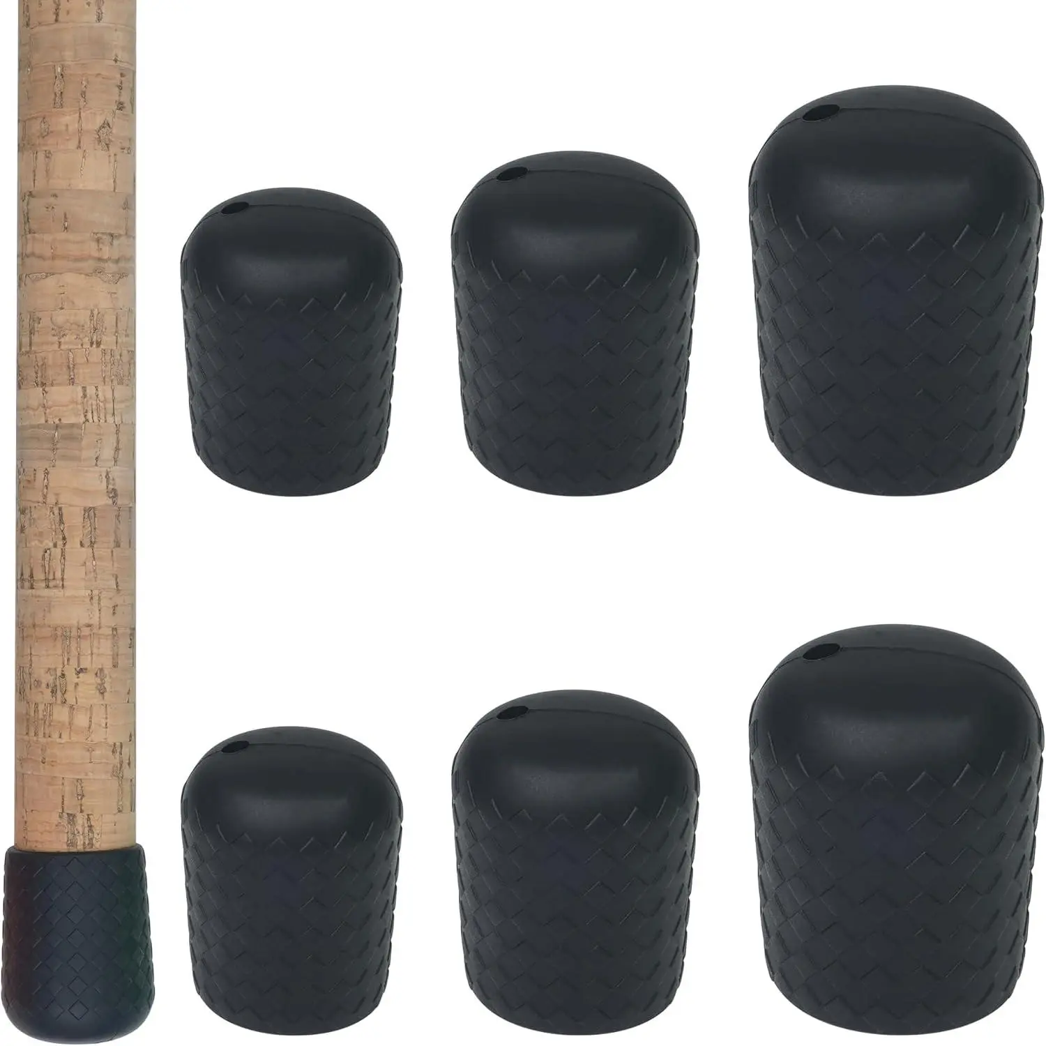 Fishing Rod  Cap  Fishing Rod  Cushion End Seat Protector for Fishing Pole Tackle Gear (L/M/S) 6 count