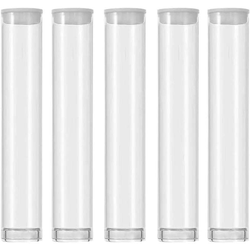 Plastic Clear PVC Tube Transparent Storage 0.5ML 1ML Empty Cartridges Tube Packaging with Caps 13x82mm - Bead Craft Supply Storage (100PACK)