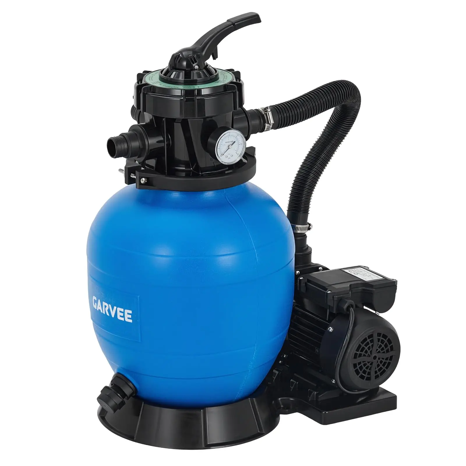 Above Ground Pool Sand Filter and Pump Combo, Leak Resistant Pool Filter System Equipped with Filter Basket & 7 Position Control Valve, Quick Setup for Backyard Swimming Pools