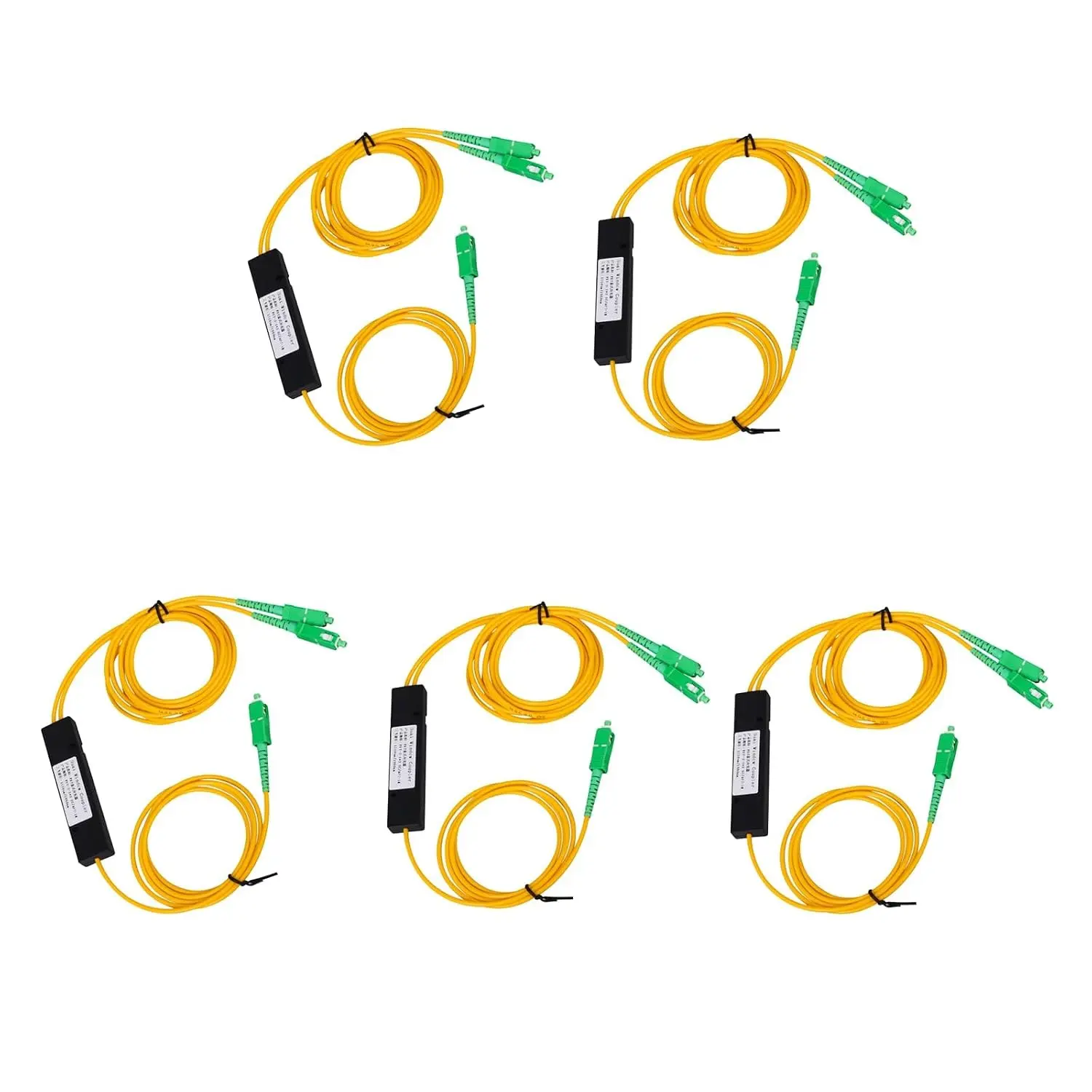 5-Pack SC/APC 1x2 Fused Fiber Optic Splitter PLC Single Mode