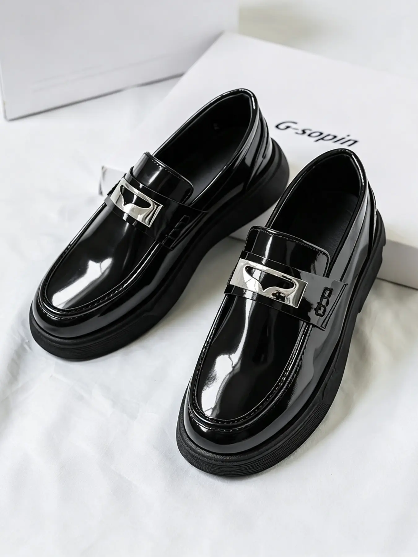 Men's Fashion Thick Sole Loafers, Slip-On Casual Shoes, PU Leather, Rubber Sole, All Seasons, Perfect for Daily Wear, Business, Travel