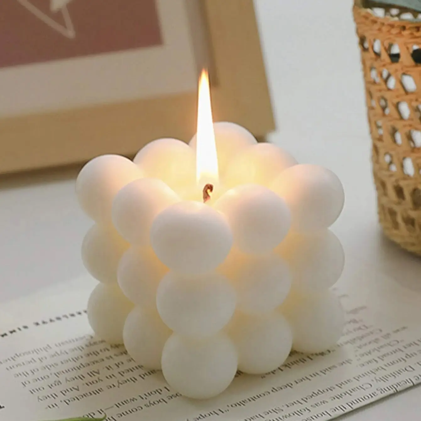 Rubik's Cube Candle Aromatherapy Mini Ball Smokeless Scented Fragrance Candle, Aromatic Candle, Household Bedroom Decoration Bubble Aromatherapy, Home Fragrance Decor, Scented Aromatherapy Candles, 1pc