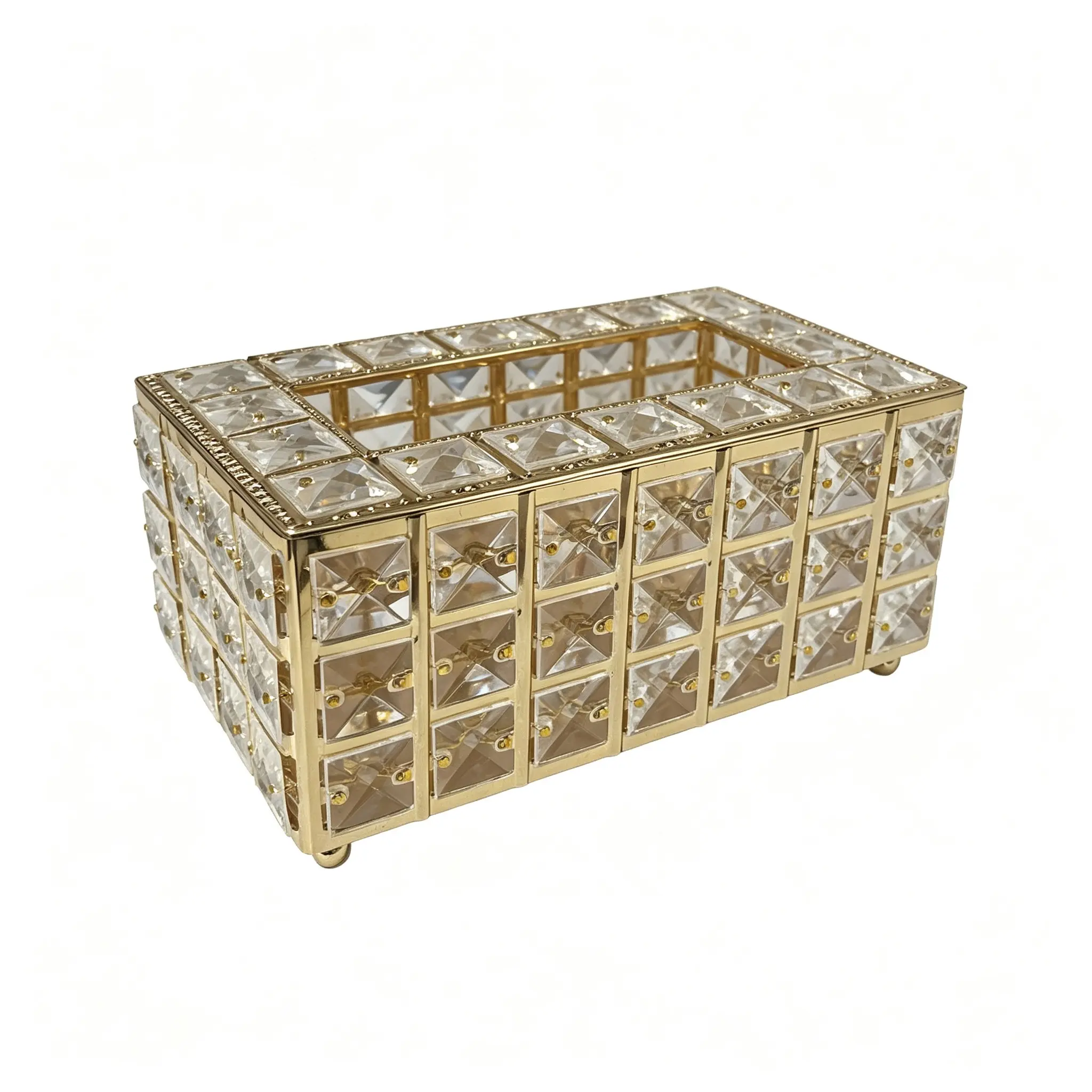 Shiny Crystal Napkin Holder, Metal Grid Napkin Rack, Elegant Table Decor for Living Room, Bedroom, Salon, Hotel, Stylish Napkin Dispenser