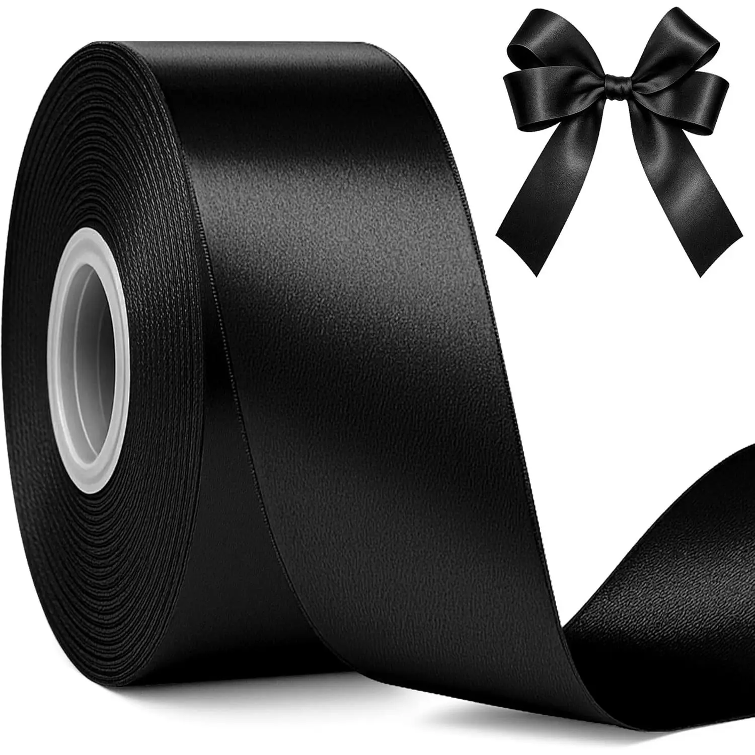 1 1/2 Inch Black Ribbon, 30 Yards Black Ribbon for Gift Wrapping, Solid Polyester Satin Halloween Ribbons for Graduate Halloween Decorations DIY Hair Bows Floral Arrangements Wrapping Bouquet