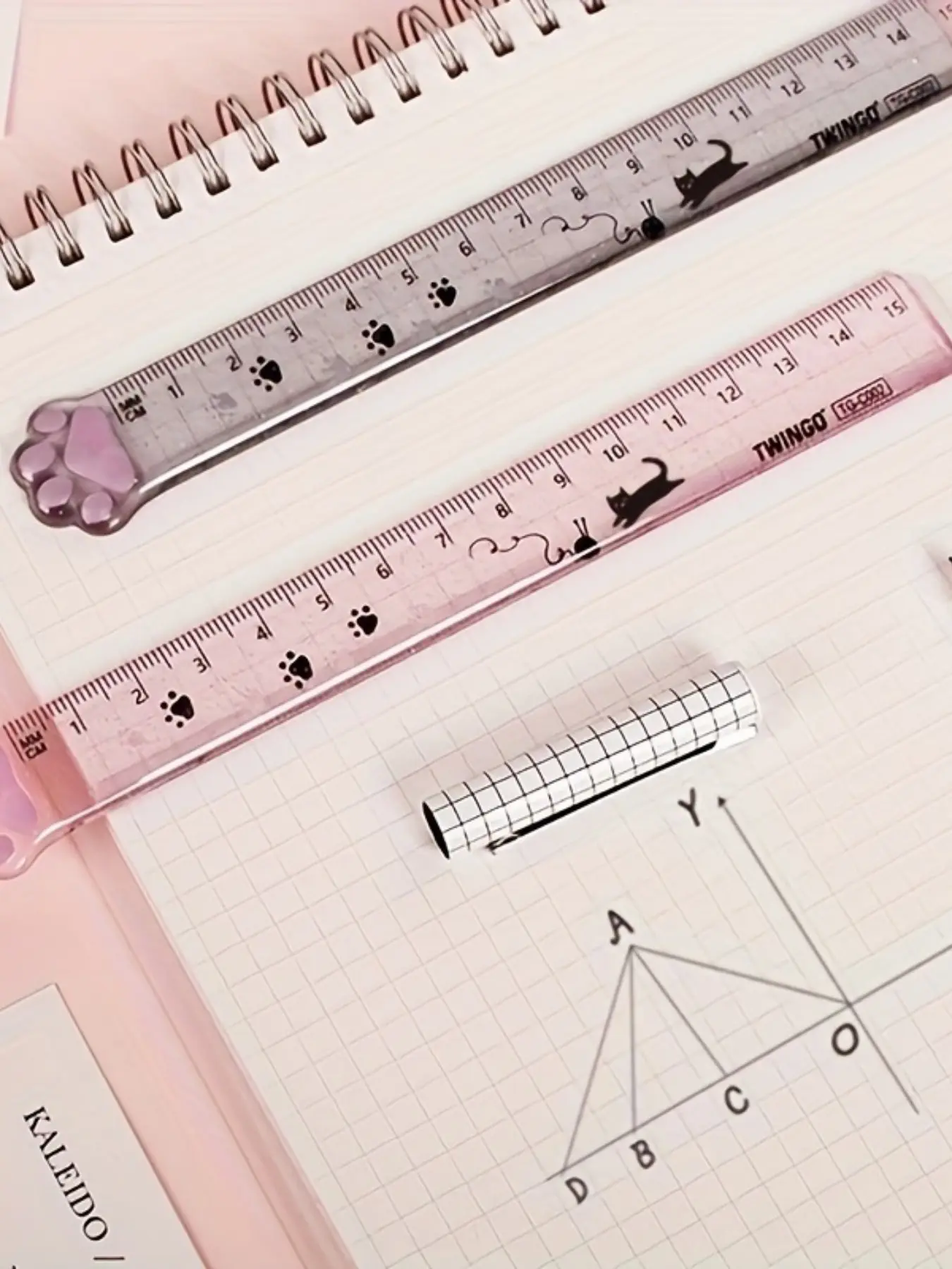 2pcs Cat Paw Ruler, Transparent Plastic Ruler, Student Multifunctional Learning Tool, 15cm Drawing Measurement Ruler, Cartoon Ruler