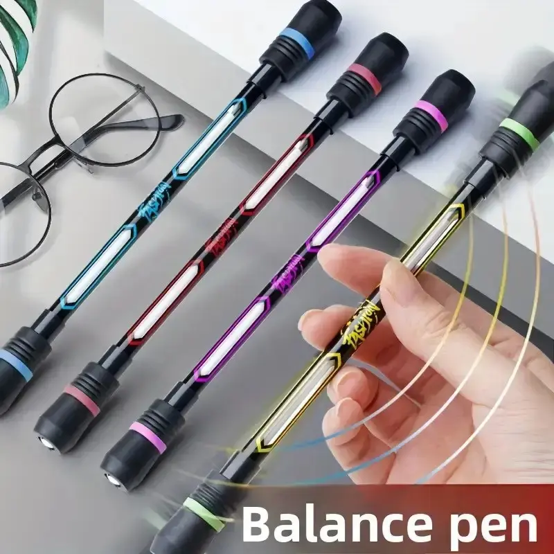 4pcs Cool Fun Rotating Pens, Flexible Hand Training, Anti-Drop Anti-Slip Writing Function, Balance Rotation Neutral Pen Set, Writing Stationery