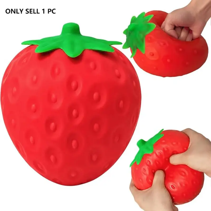 Large/small Strawberry Squishy Stress Ball, Fruit Shape Relaxation Toy, Fun Dough Squeezing Toy for Kids, Anxiety Relief, Adhd Aid