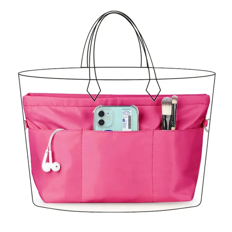 Capacity Handbag Organizer Insert, Portable Multi Compartment Purse Liner with Zipper Pockets for Cosmetics Keys