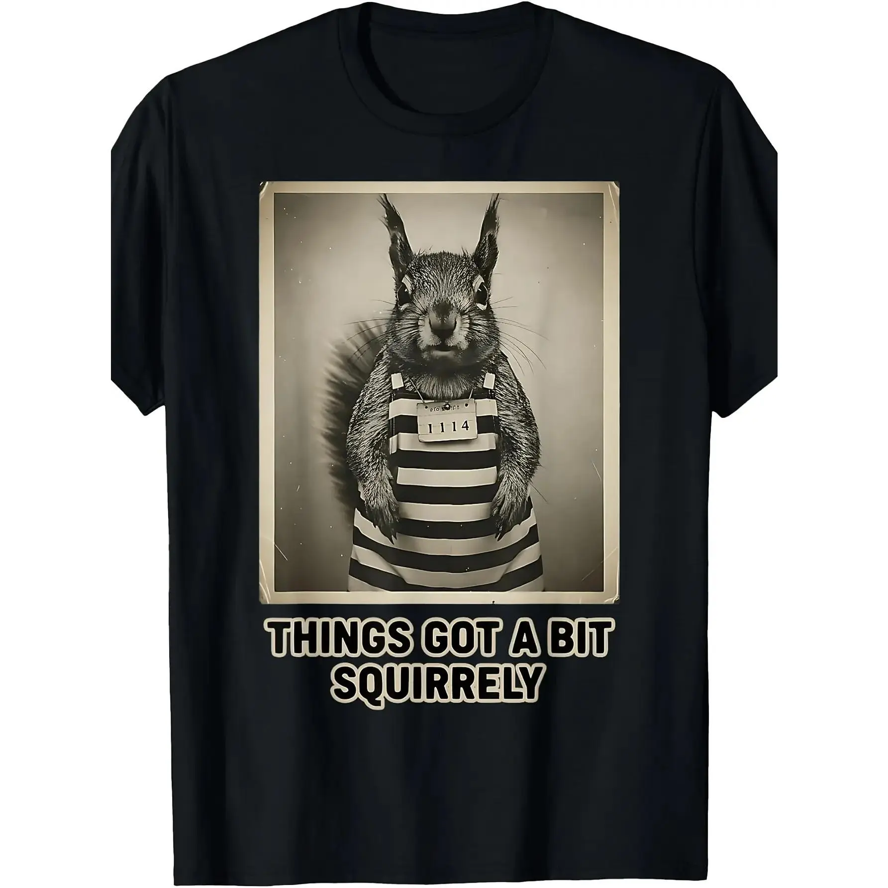 Cotton Oversized Printed T-Shirt, Funny Naughty Squirrel "Got a Bit Squirrely" Pun Humor Everyday Apparel (Sports & Outdoor Sports Top), Shortsleeve