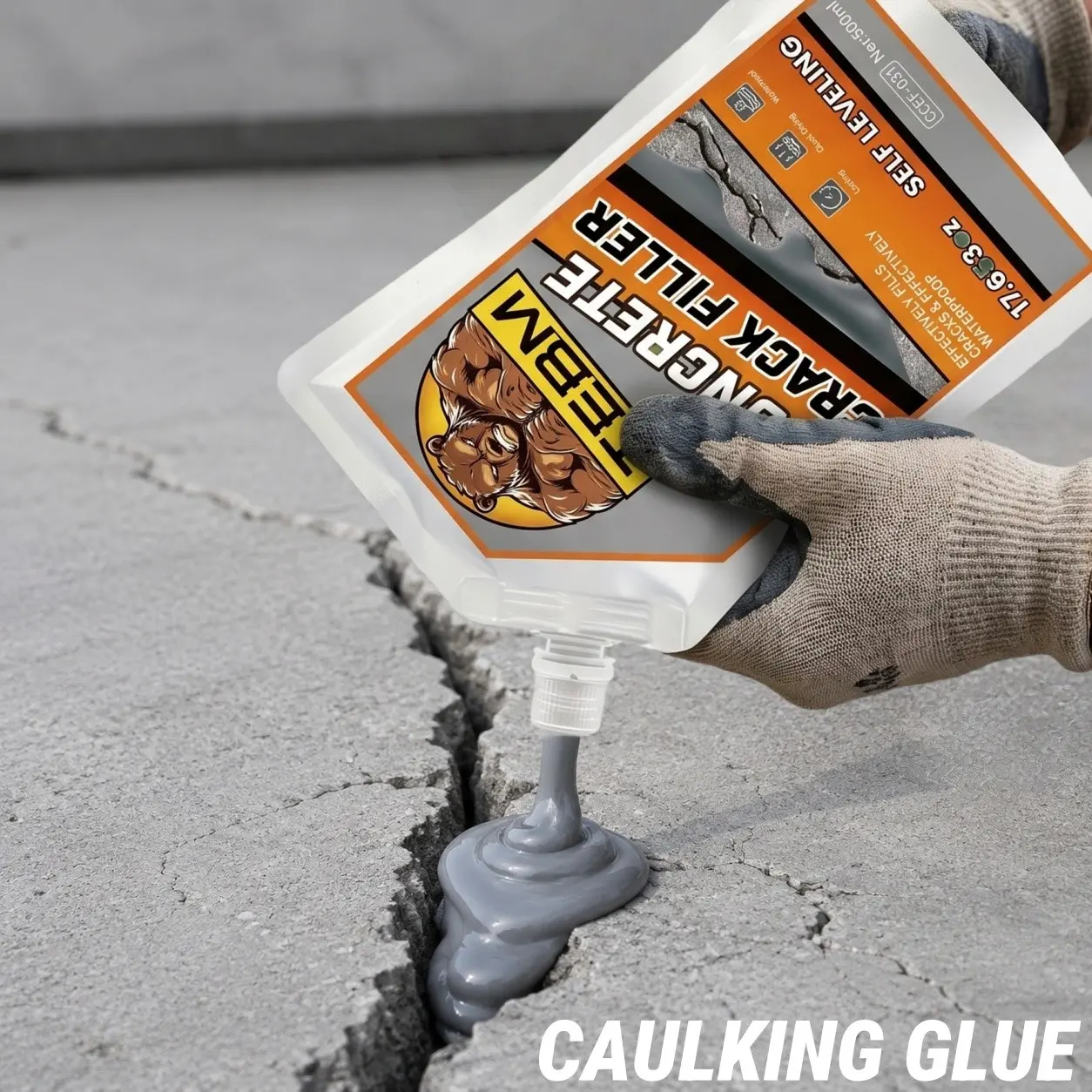 Concrete Crack Repair Kit, Self-Leveling Concrete Crack Filler, Quick-Dry and Waterproof, DIY Friendly, Ideal for Ground, Wall, Roof, Yard Repair