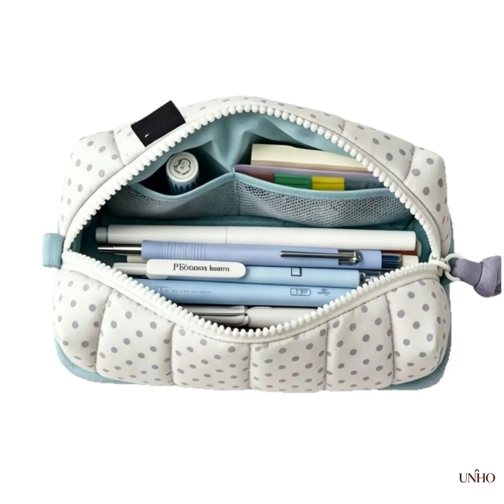New Korean White Gray Polka Dot Pencil Case, Cute Cartoon Creative Stationery Bag, High Aesthetic Large Capacity Pouch For Primary School Students