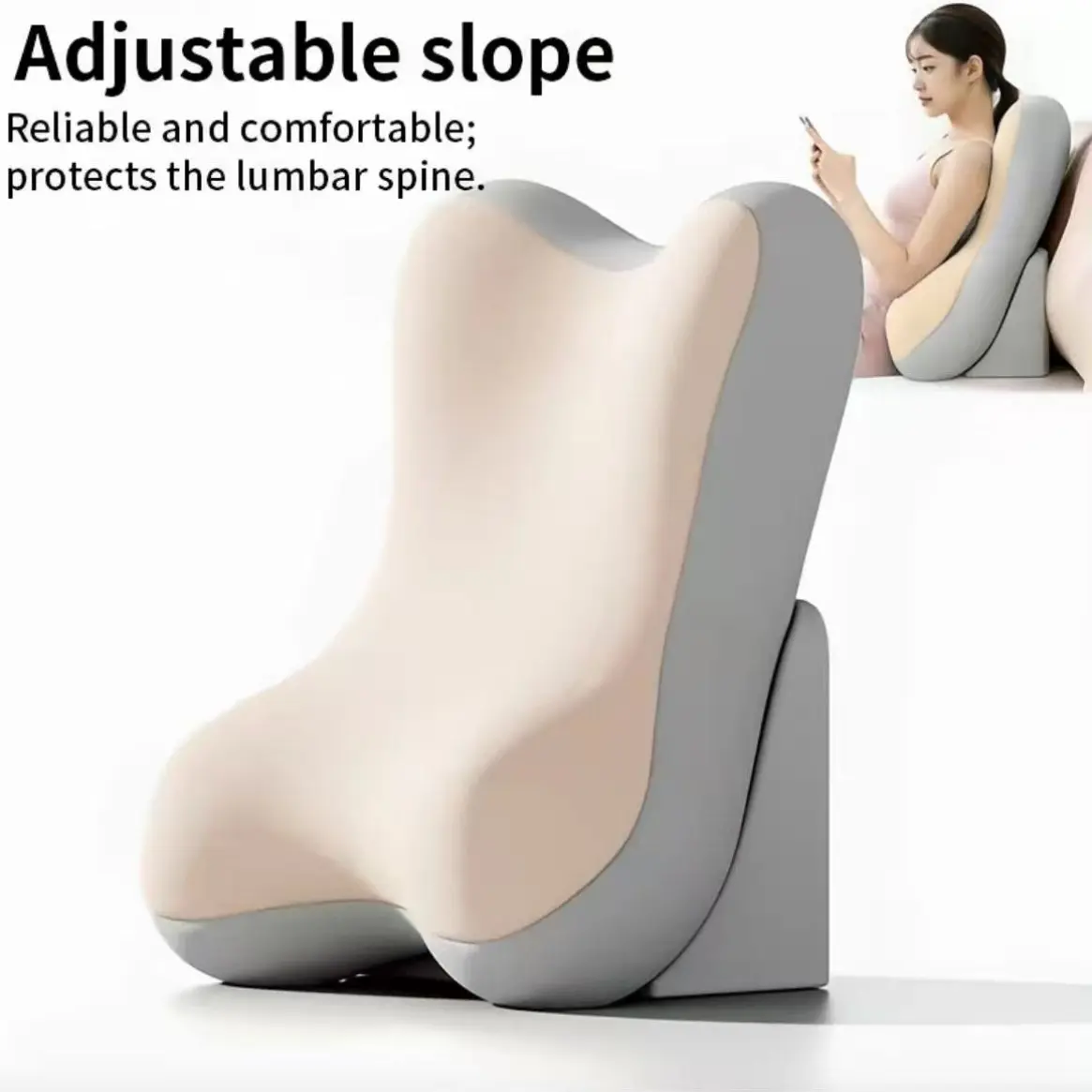 Memory Foam Bed Wedge Pillow, Adjustable Height, Back and Neck Support Pad, Multi-Functional Lumbar Pillow with Non-Slip Base, Neck Rest Cushion