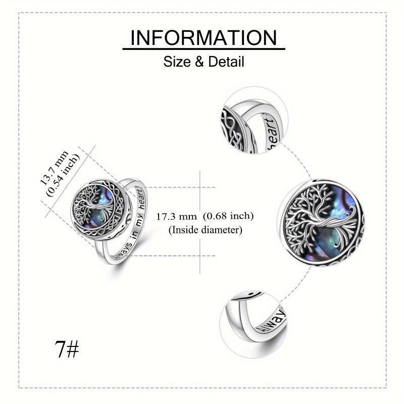 Tree of Life Ashes Memorial Ring: Celtic Knot Genealogy Design, Engraved "Forever in My Heart" Keepsake Jewelry