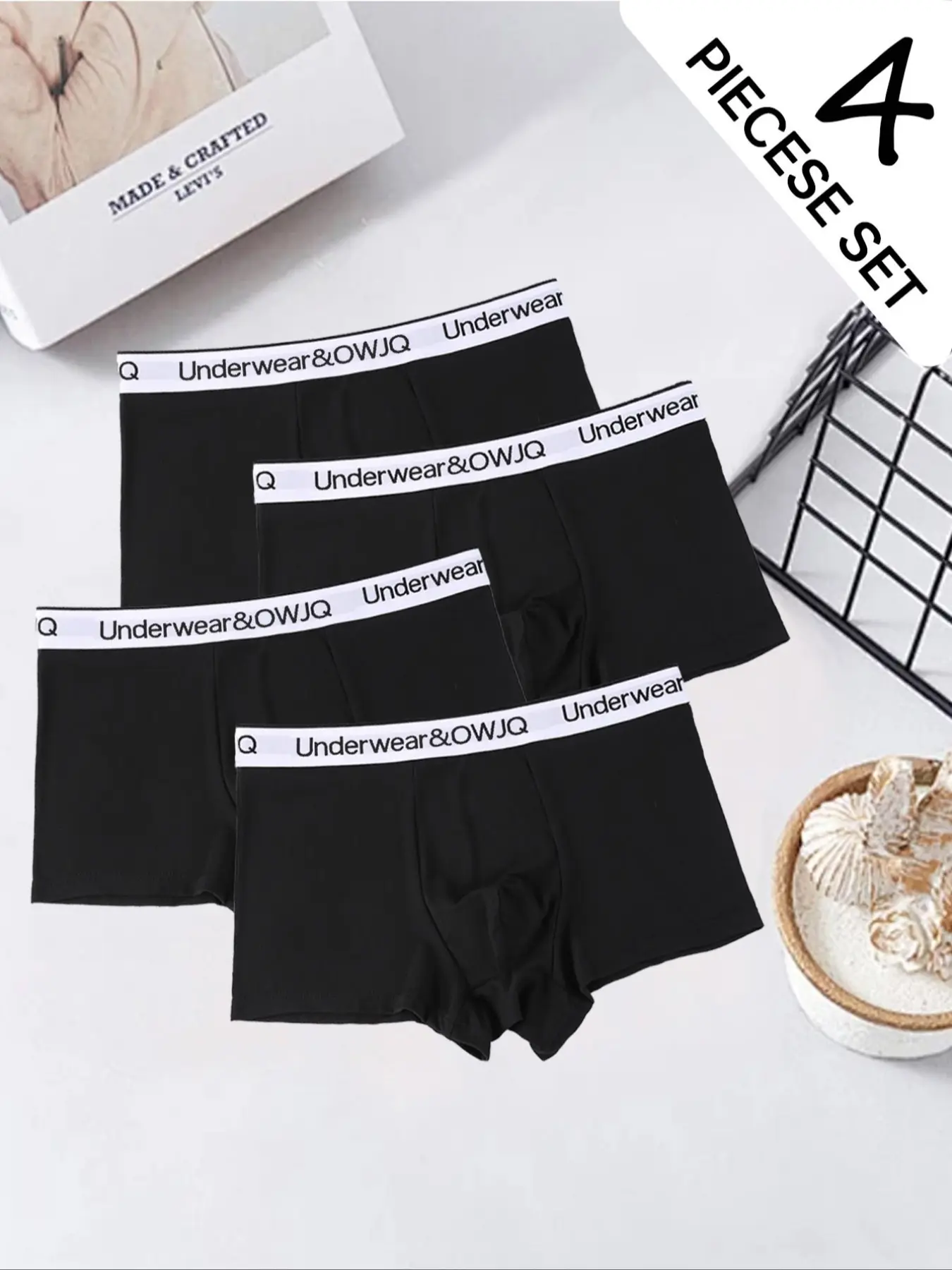Men's Boxer Briefs 4-Pack, Comfortable Breathable Design, Soft Durable Elastic Material, Ideal for Daily Wear, Loose-Fit Casual Underwear