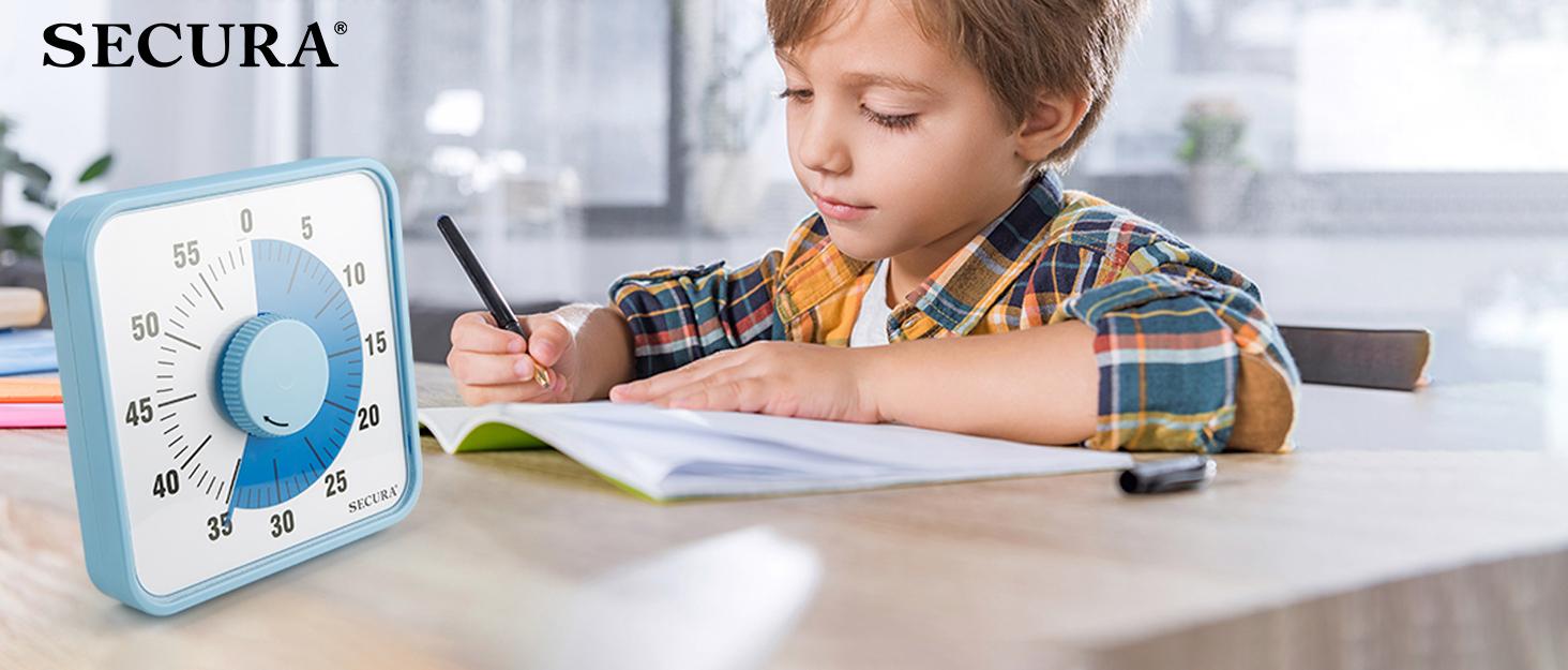 60-Minute Visual Countdown Timer, 7.5-Inch Oversize Classroom Visual Timer for Kids and Adults, Durable Mechanical Kitchen Timer Clock with Magnetic Backing (Blue)