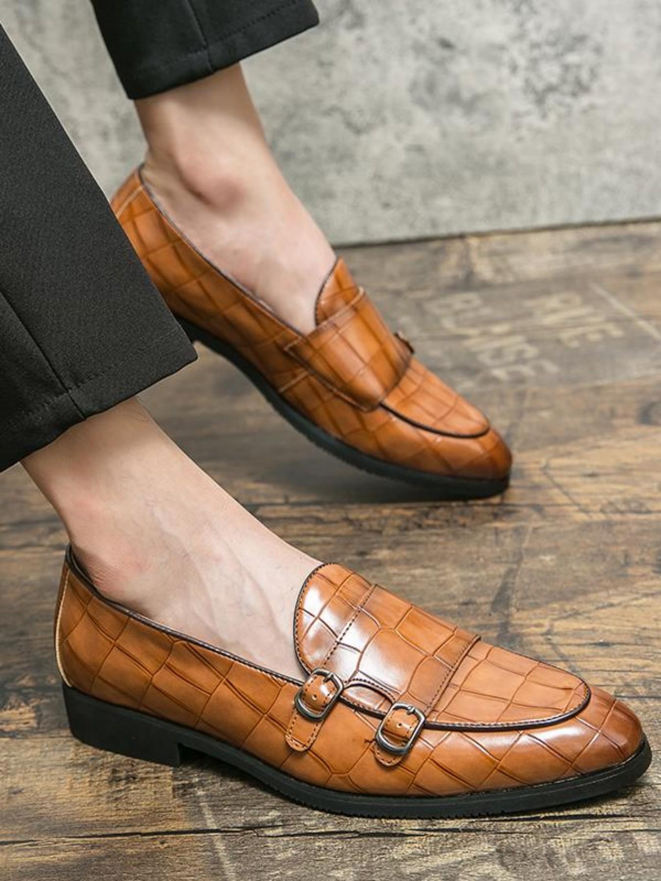Men's Fashionable All-match Crocodile Embossed Slip on Dress Shoes, Casual Comfortable Loafers for Work Office, Fashion Shoes for Party, Daily Clothing Decor