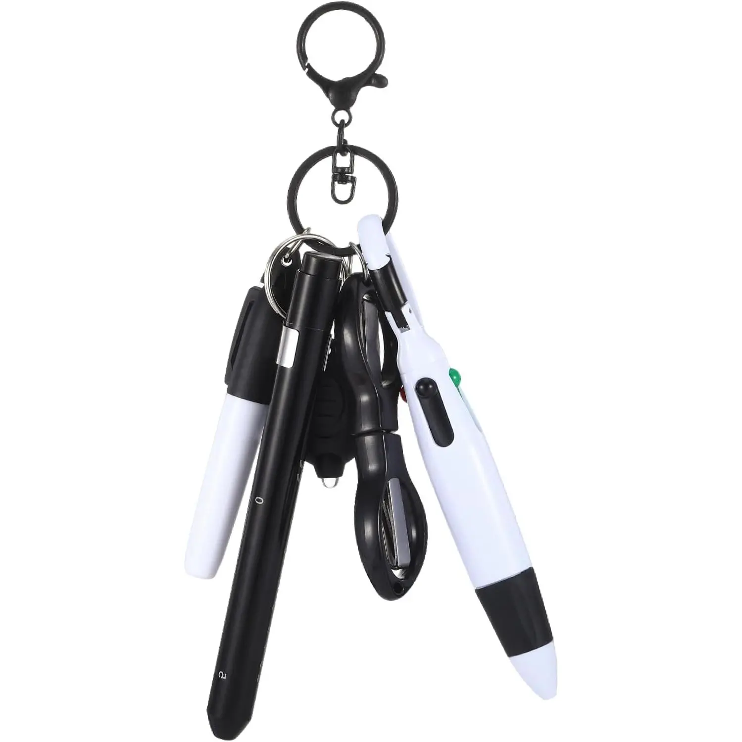 6 in  Nurse Pen Set, Nurse Badge Accessories Include Retractable Ballpoint, Permanent Marker Pen,  Clip, Foldable , Lights, LED  Flashlights, for Gifts (Black)