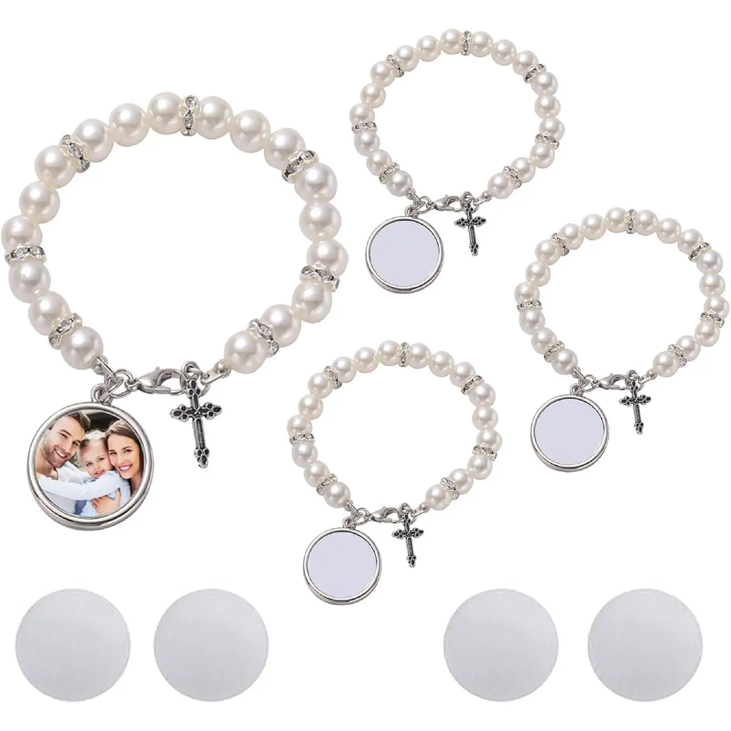 Beads Sublimation Blank Bracelets, Heat Transfer Bezel Tray Blank