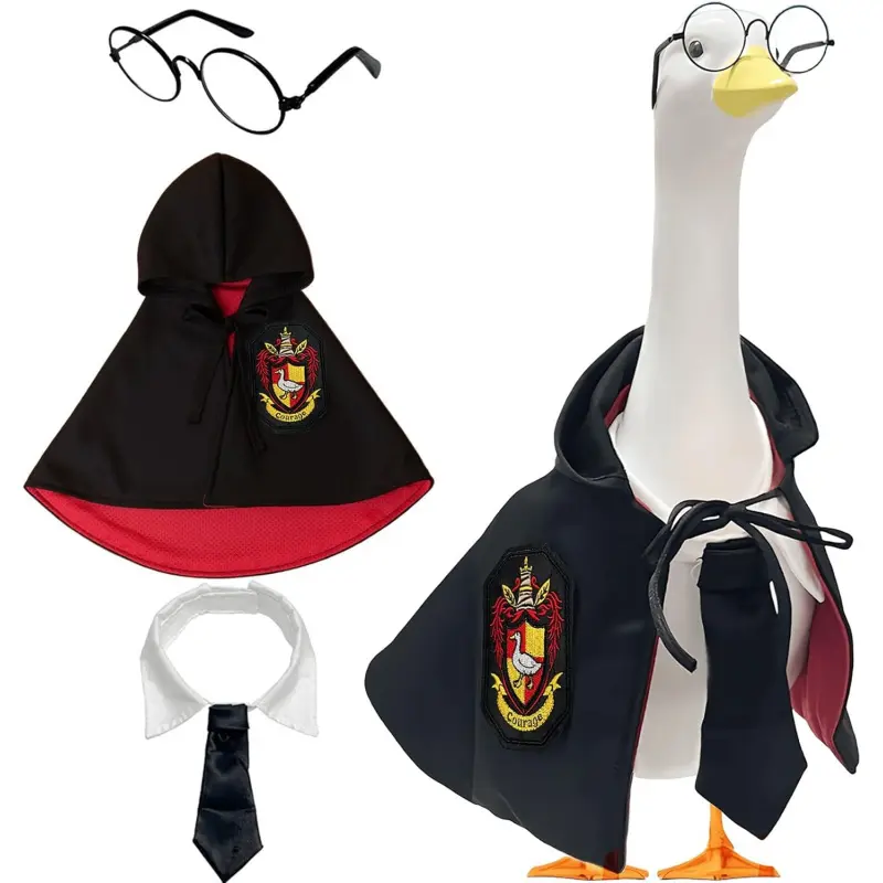 Holiday porch goose mascot costume featuring a 23 inch magical goose statue, suitable for Halloween carnival parties, with Glasses Themed Costumes