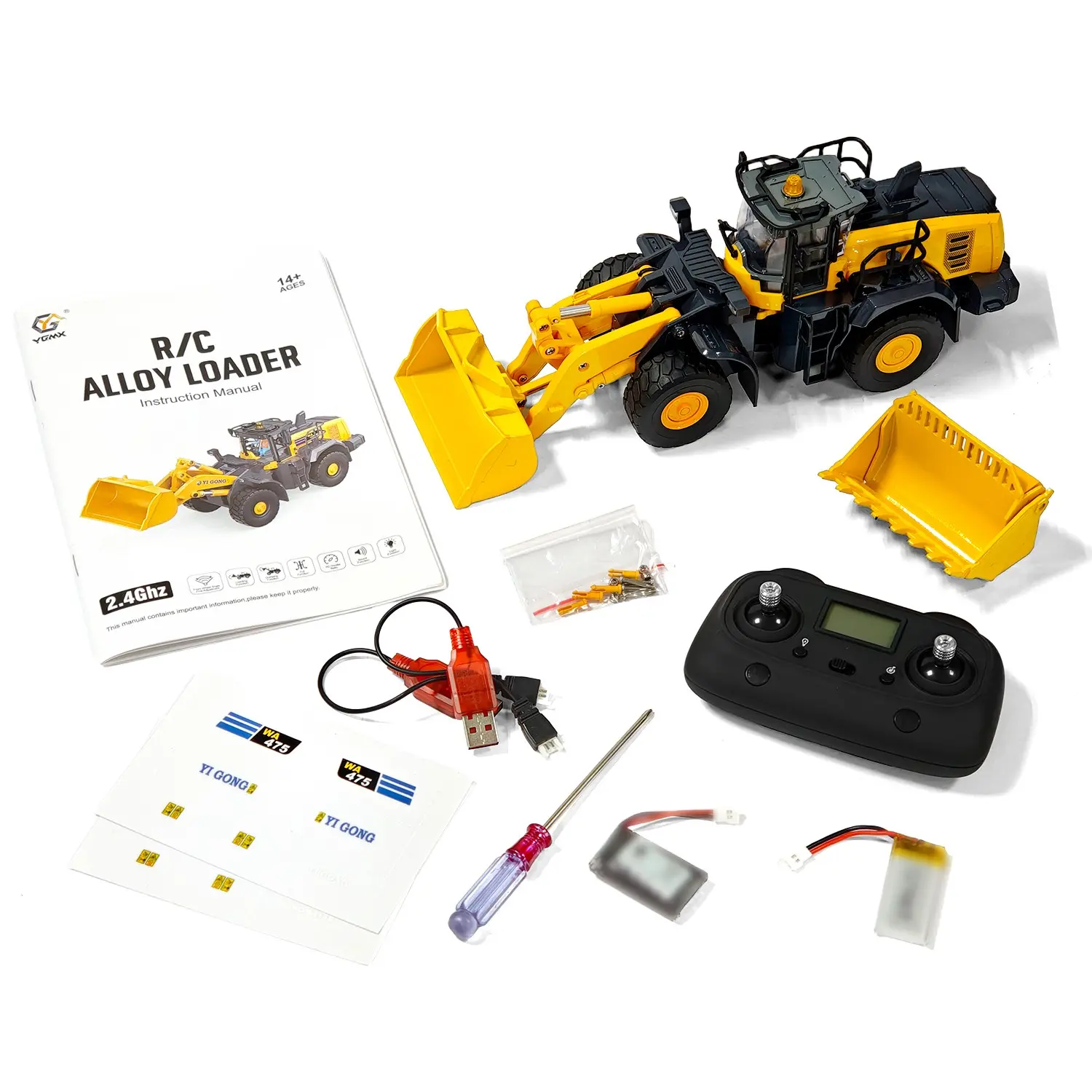 1/50 WA475 YG475 Electric Hobby Grade RC Loader Model RTR with Lights and Sounds Remote Control Construction Car Toy Gift
