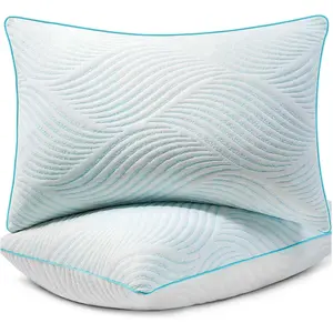Pillows King Size Set of 2 Cooling Memory Foam Pillows for Sleeping Adjustable Medium Firm Back and Side Sleeper