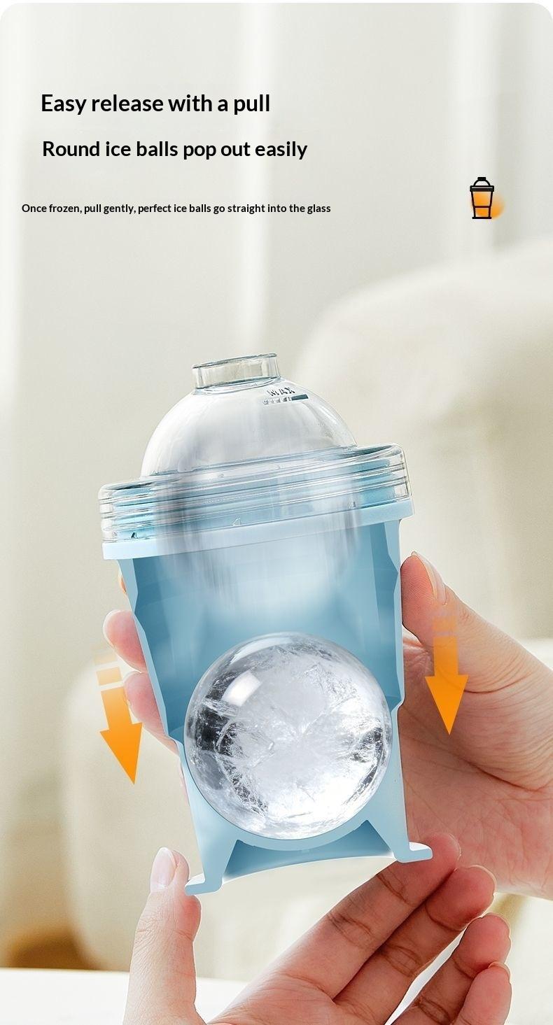New portable foldable ice ball cup with built-in straw, silicone food-grade ice cup mold, convenient for summer outings
