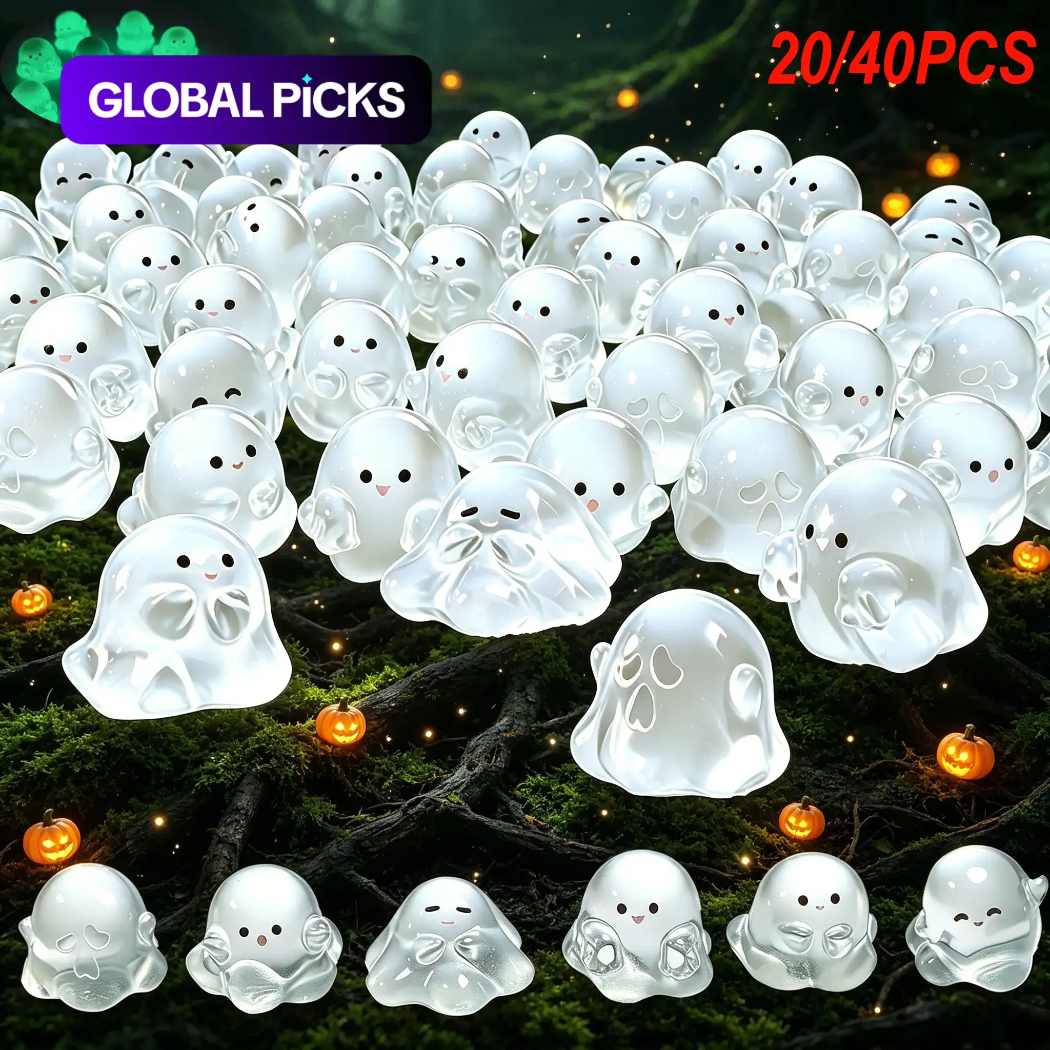 20/40 Cute Glow-In-The-Dark Mini Ghosts, Halloween Micro Landscape Decorations, Festive Christmas Ornaments, Festival Decoration, Holiday Decor, Fun Party Gifts #GLOBAL PICKS