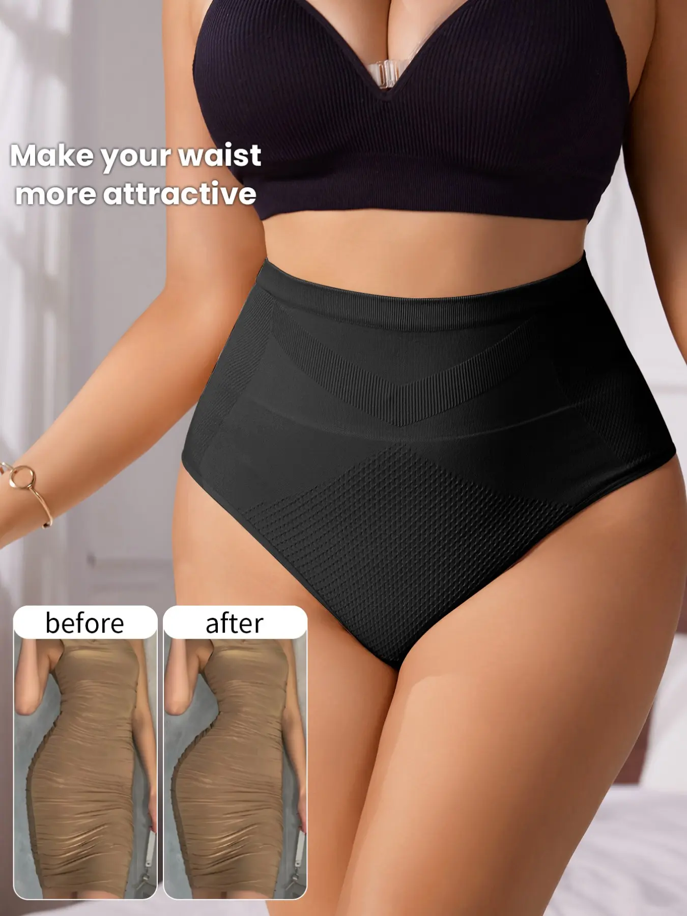 Women's High-Waisted Seamless Shapewear Panty, Invisible Knit Waist Cincher, Comfortable Butt Lifter, Daily Wear Home Lounge