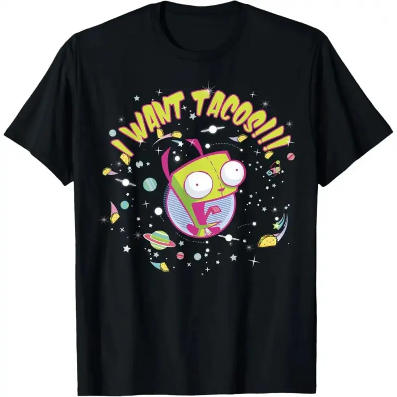 100% Premium Cotton graphic tees Nickelodeon Invader Zim Gir Wants Tacos T-Shirt Small